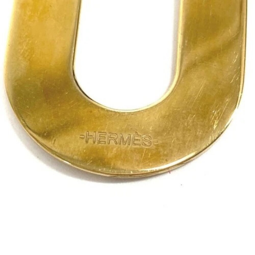 HERMES logo water buffalo Necklace Buffalo horn Brown/Gold - Picture 7 of 13